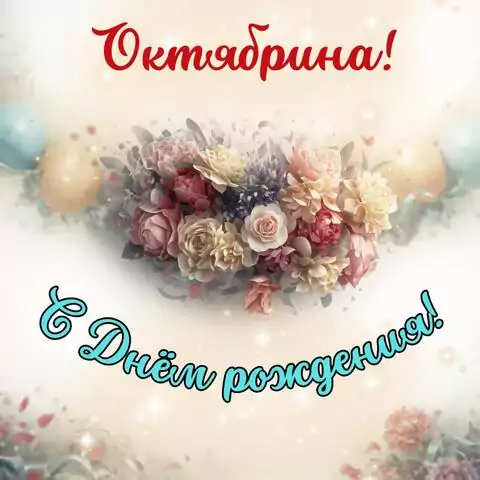 Октябрина, с Днём рождения! Стильная открытка