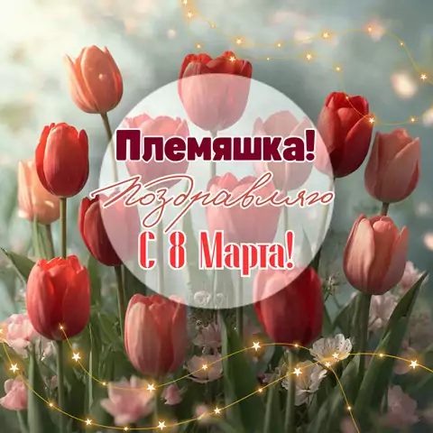 Современная открытка с 8 марта племяннице