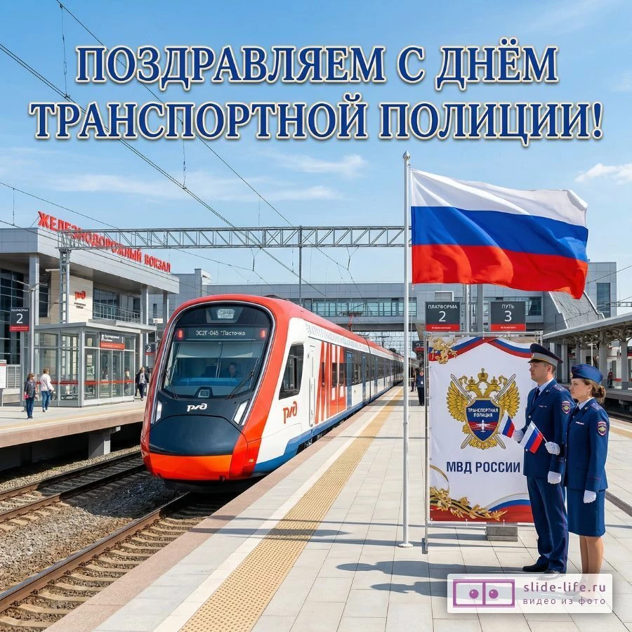 Оригинальная открытка с Днём транспортной полиции