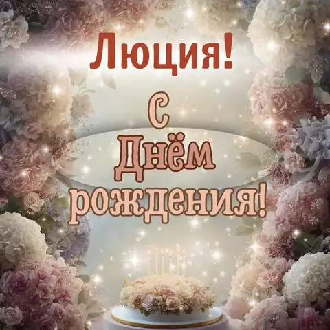 Люция, с Днём рождения! Красивая открытка