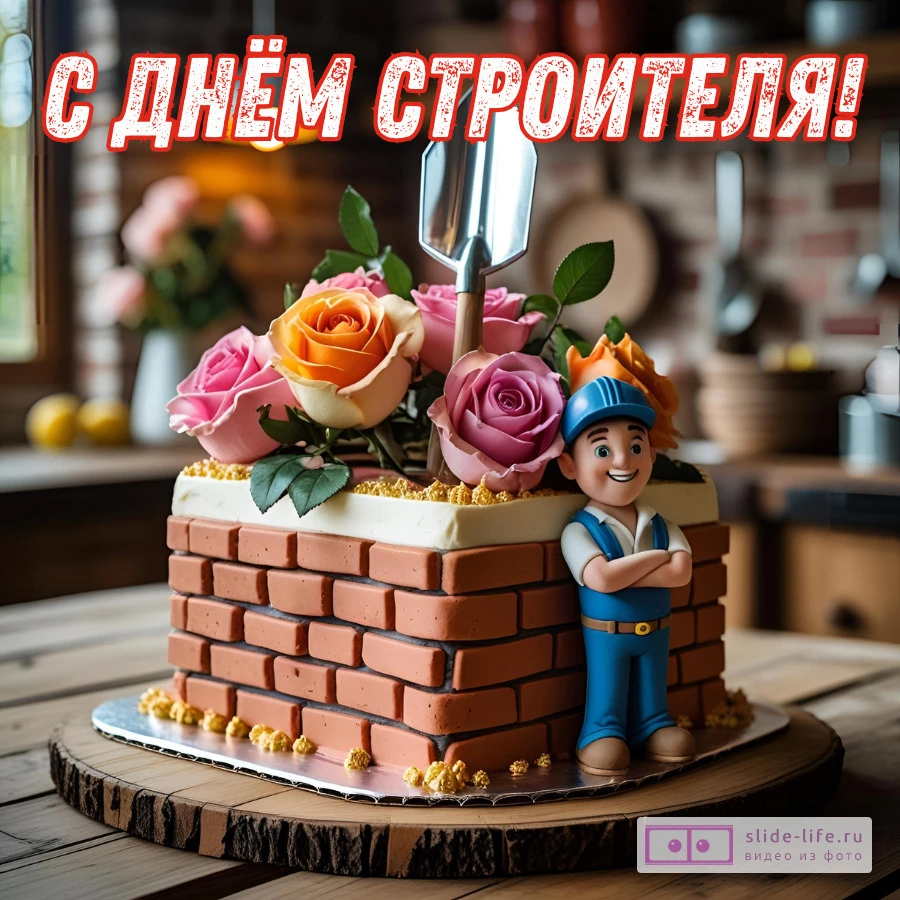 Оригинальная открытка с Днём строителя