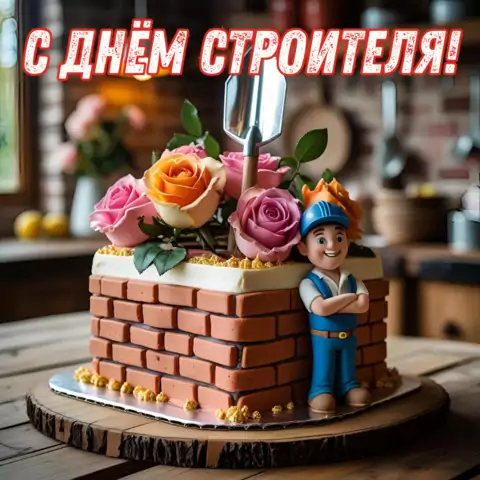 Оригинальная открытка с Днём строителя