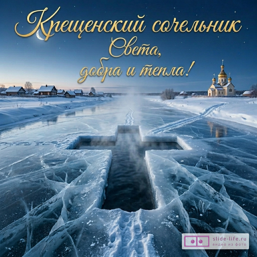 Крещенский сочельник — православная поздравительная открытка
