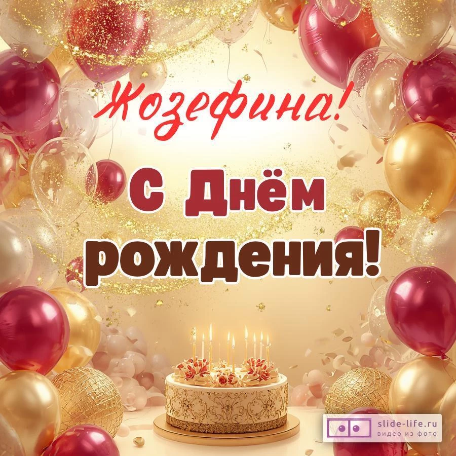 Жозефина, с Днём рождения! Современная открытка