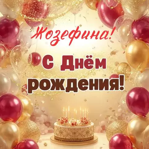 Жозефина, с Днём рождения! Современная открытка