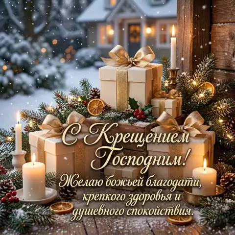 С Крещением Господним — открытка высокого качества скачать