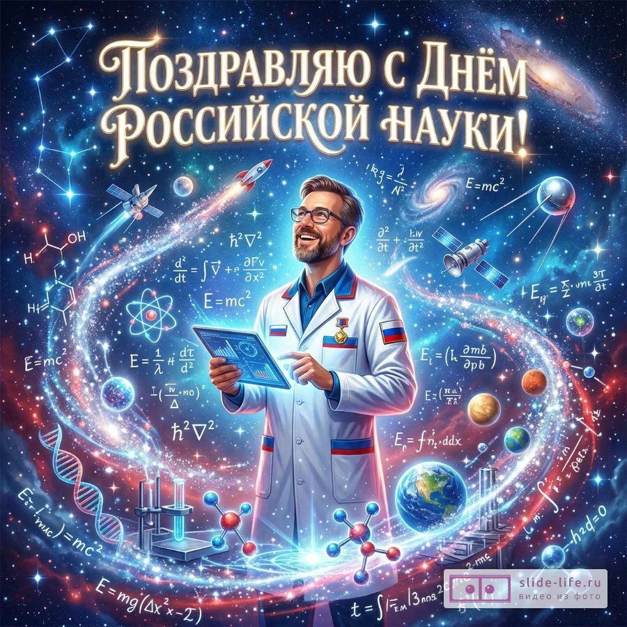 Красивая открытка с Днём Российской науки