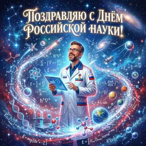 Красивая открытка с Днём Российской науки
