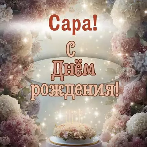 Сара, с Днём рождения! Красивая открытка