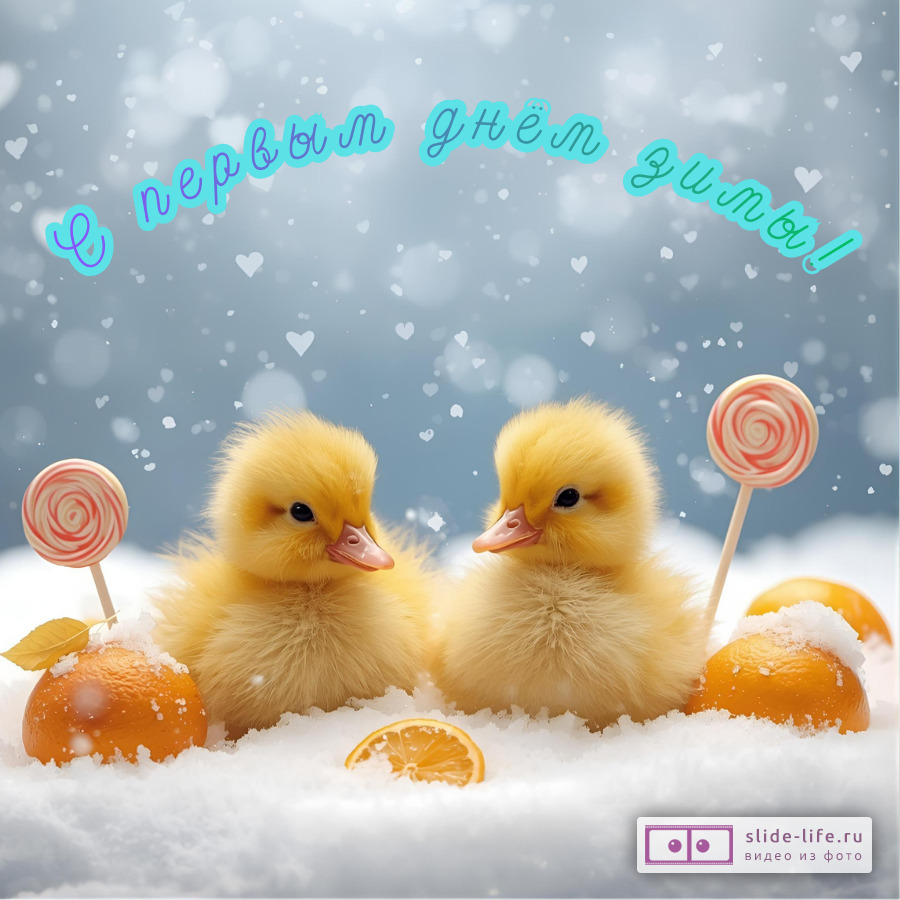 Оригинальная открытка с Первым днём зимы