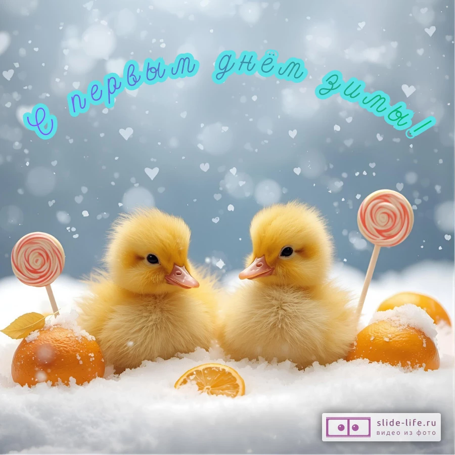 Оригинальная открытка с Первым днём зимы