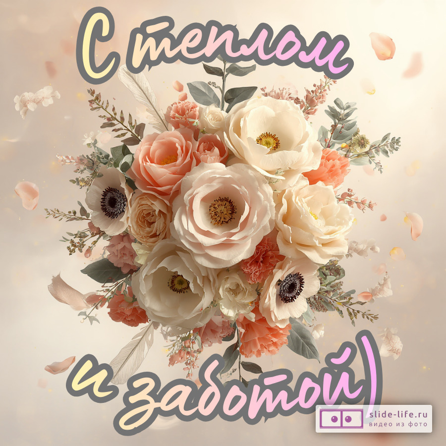 Открытка с теплом и заботой для женщины