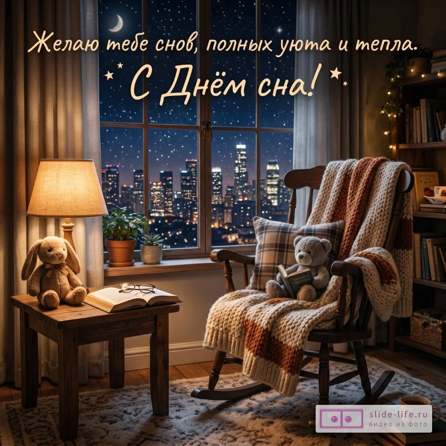 С днём сна Открытка с пожеланиями на ночь