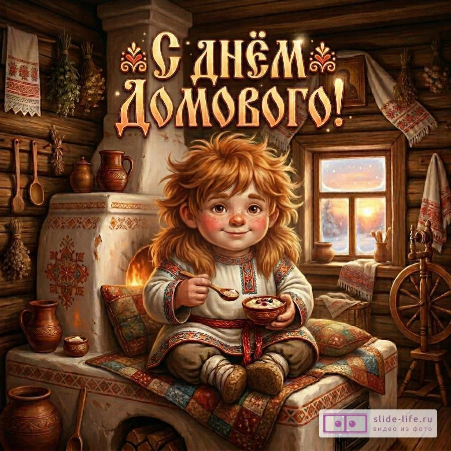 Красивая открытка с Днём домового