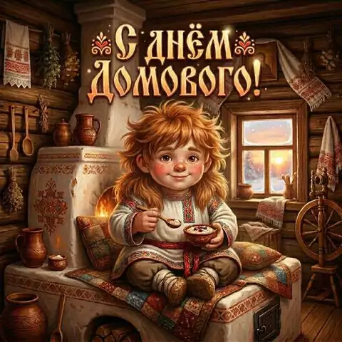 Красивая открытка с Днём домового