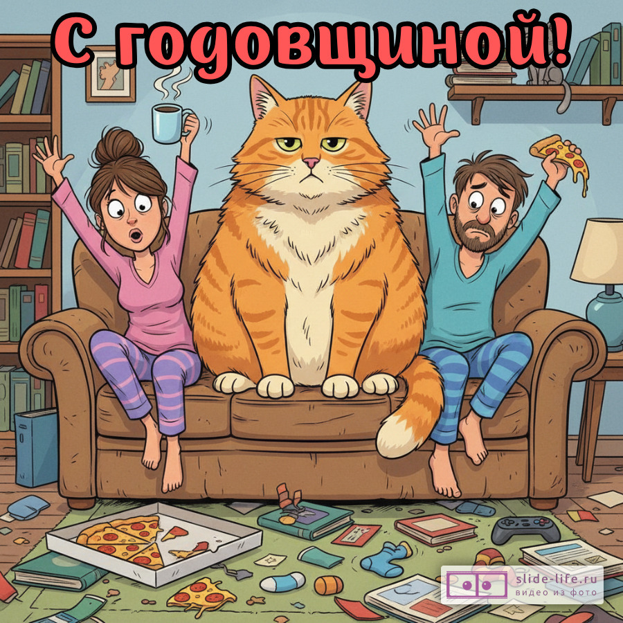 Прикольная открытка с годовщиной свадьбы