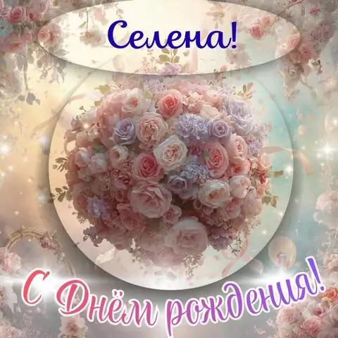 Селена, с Днём рождения! Элегантная открытка