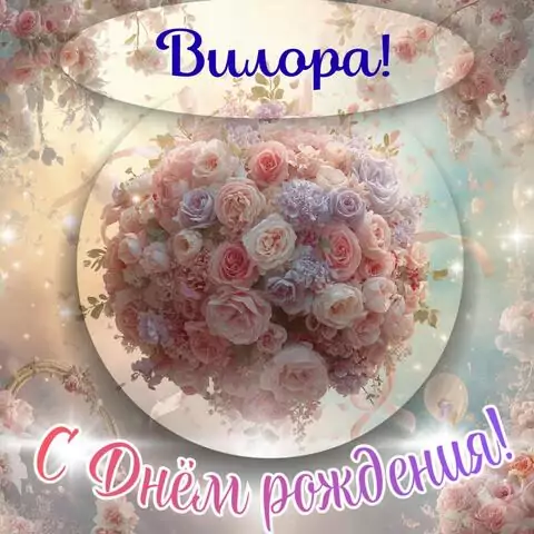 Вилора, с Днём рождения! Элегантная открытка