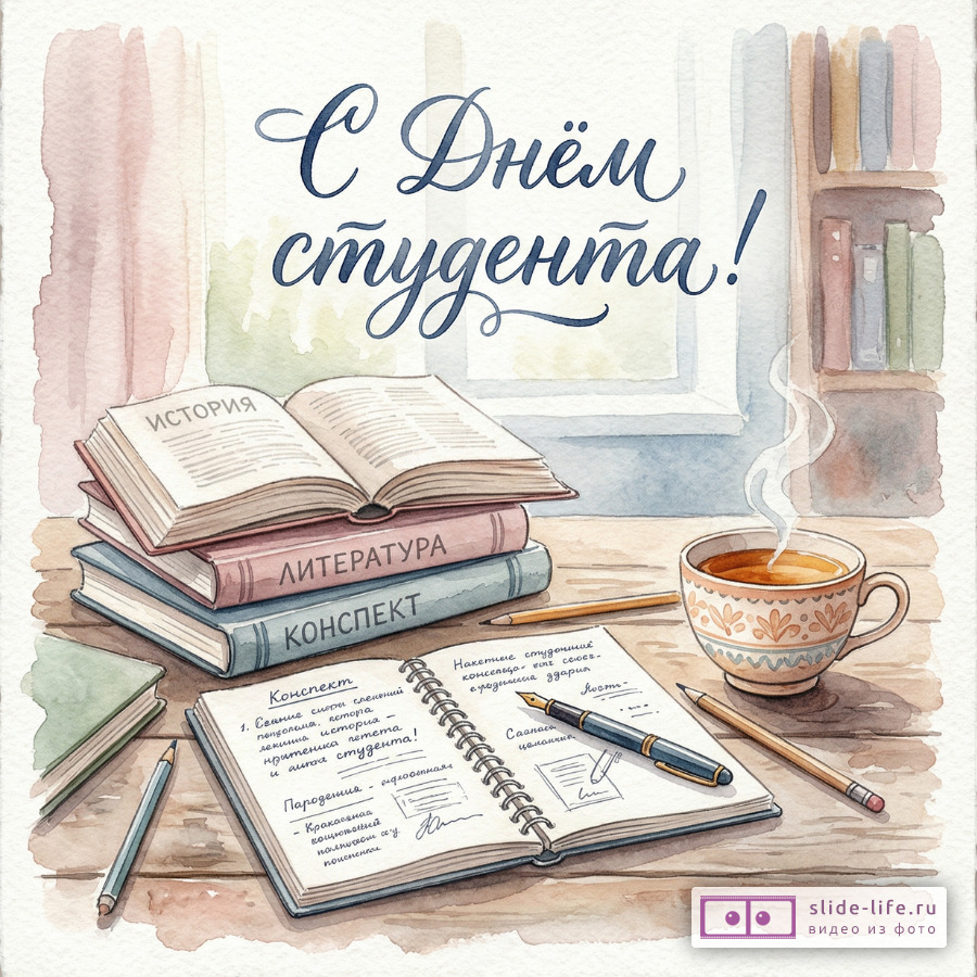 Поздравительные открытки «С Днём студента!» — яркие и красивые
