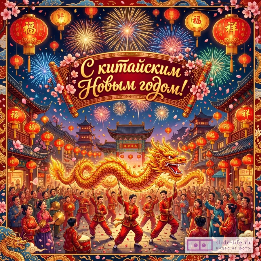 Оригинальная открытка с Китайским Новым годом