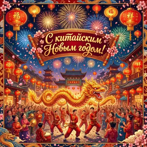 Оригинальная открытка с Китайским Новым годом
