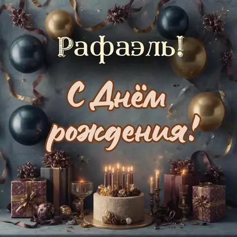 Рафаэль, с Днём рождения! Красивая открытка