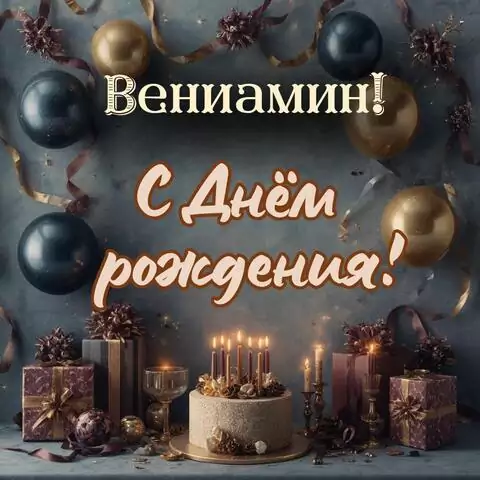 Вениамин, с Днём рождения! Красивая открытка
