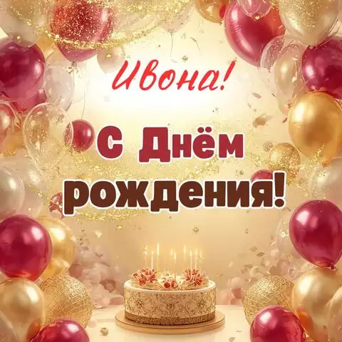 Ивона, с Днём рождения! Современная открытка