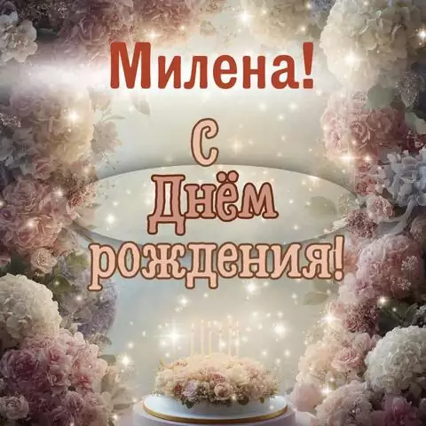 Милена, с Днём рождения! Красивая открытка