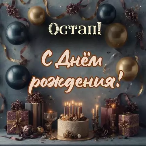 Остап, с Днём рождения! Красивая открытка