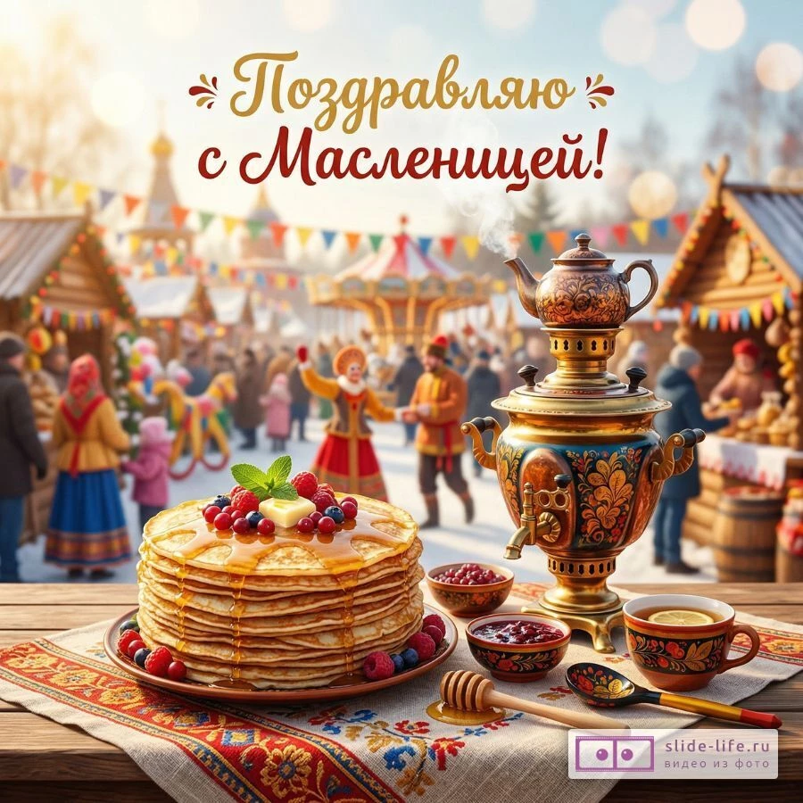 С Масленицей — красивые открытки с блинами и поздравлениями