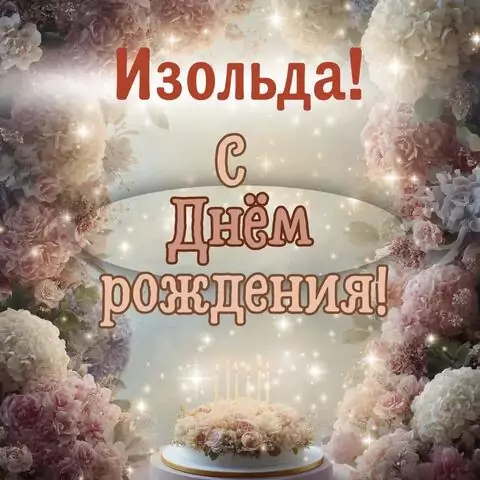 Изольда, с Днём рождения! Красивая открытка