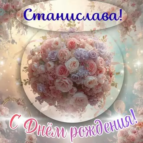 Станислава, с Днём рождения! Элегантная открытка