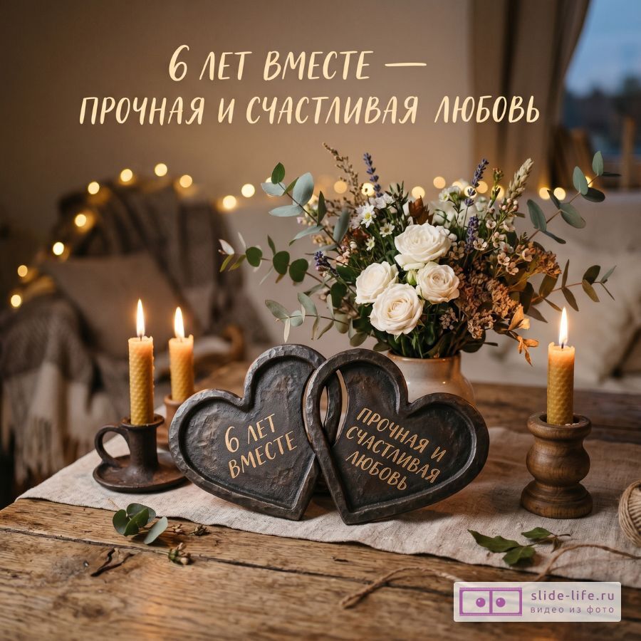 С 6 годовщиной свадьбы! Чугунная свадьба — красивая открытка