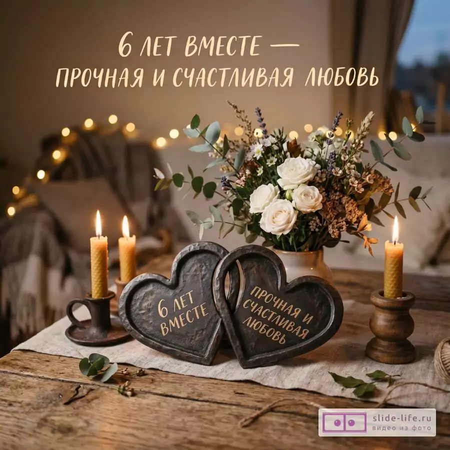 С 6 годовщиной свадьбы! Чугунная свадьба — красивая открытка