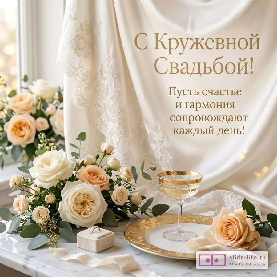 13 Лет Свадьбы — Поздравление С Кружевной Свадьбой открытка