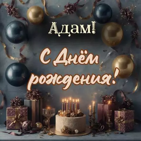 Адам, с Днём рождения! Красивая открытка